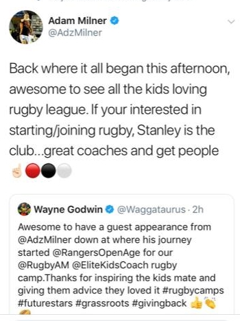 Tweet from Adam Milner