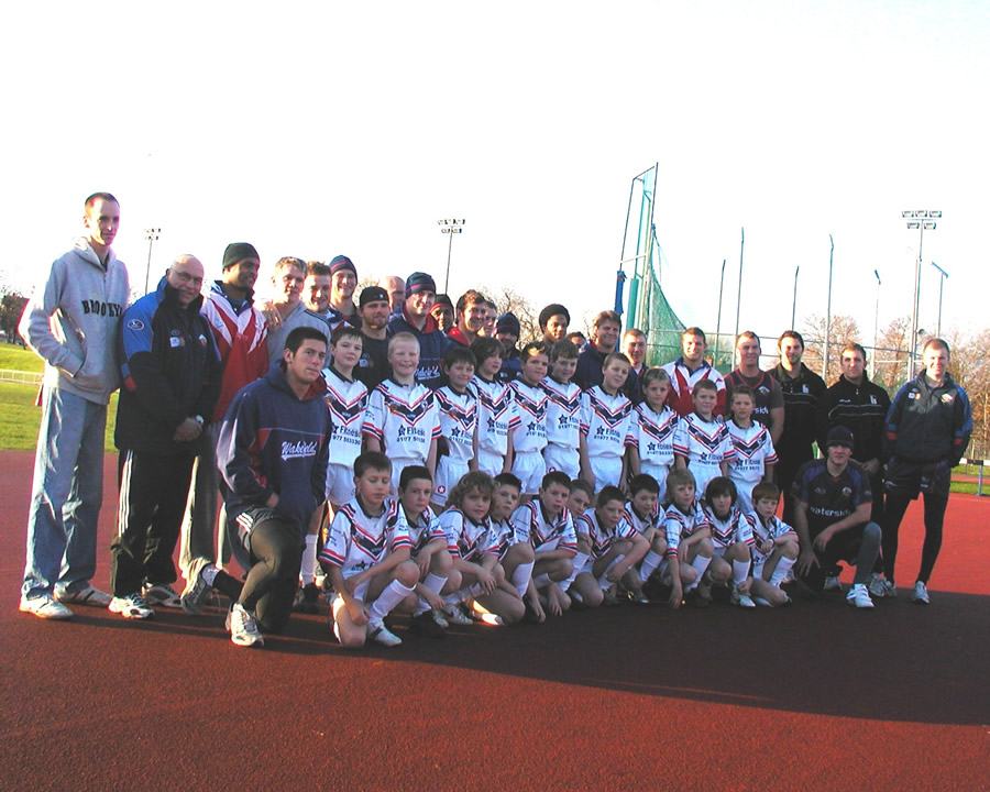 Under 10s in new away kit, with the Wakefield Trinity Wildcats and sponsors